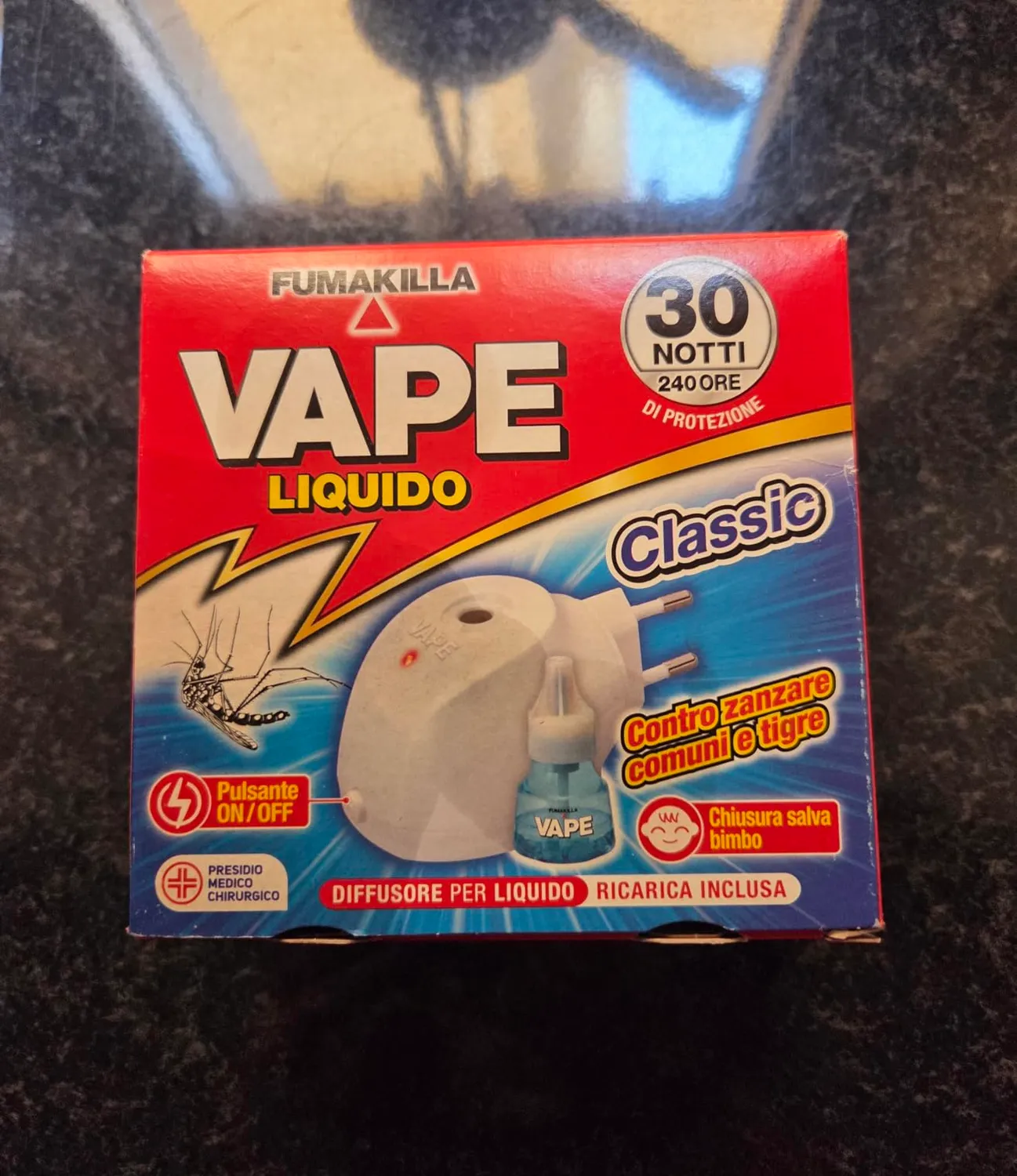 Vape diffusore elettrico antizanzare con ricarica 30 Notti 15ml