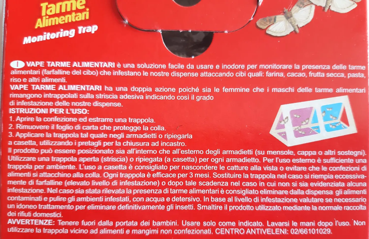 Vape Tarme Alimentari trappola adesiva 3 pezzi dispensa
