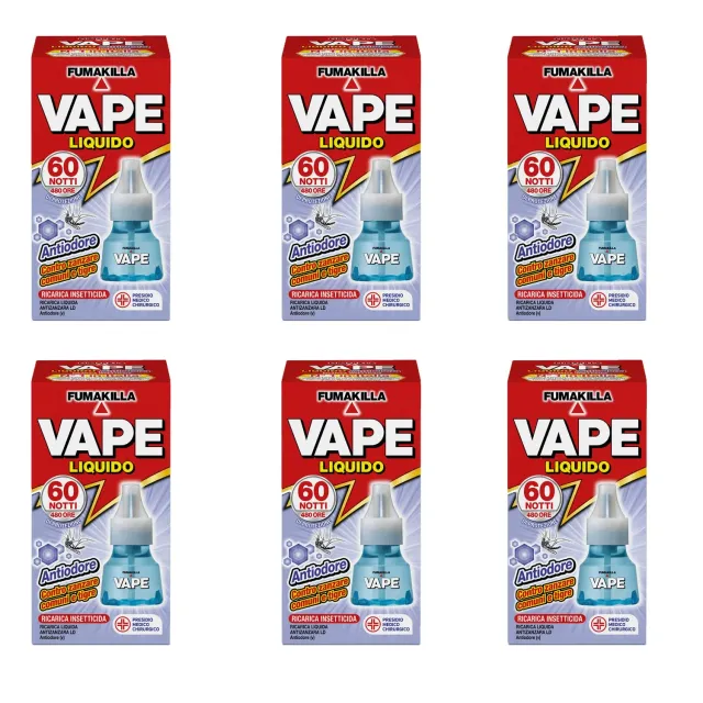 Vape Antiodore 60 Notti ricarica liquida 30ml 6 pezzi