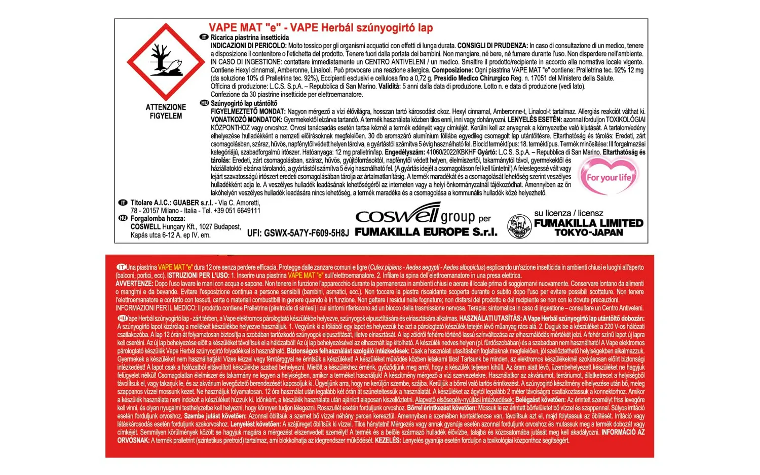 Vape Mat Herbal piastrine antizanzare 30 pezzi erbe