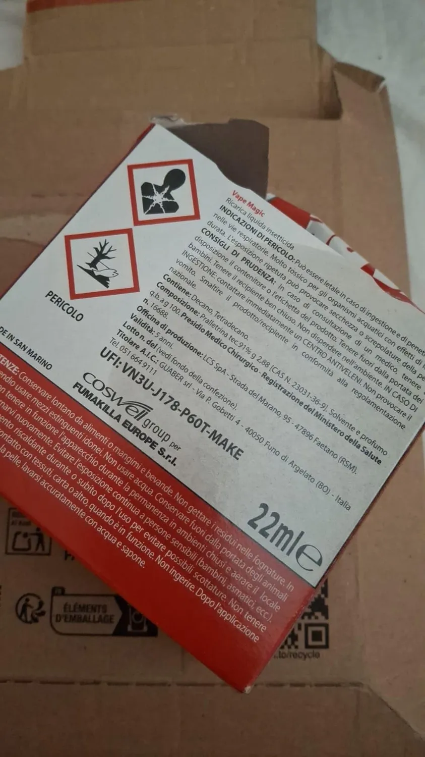 Vape Diffusore Elettrico Antizanzare + Ricarica 22 ml 480 Ore