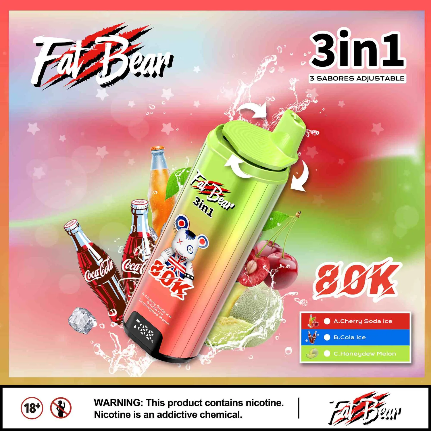 Aivono Aim Fatbear 80000 svapo usa e getta 3 in 1 58ml nicotina 2%