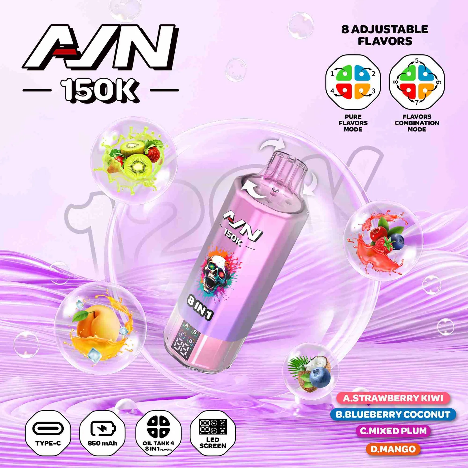 Aivono Aim AVN 150000 pod usa e getta 8 in 1 nicotina 5%