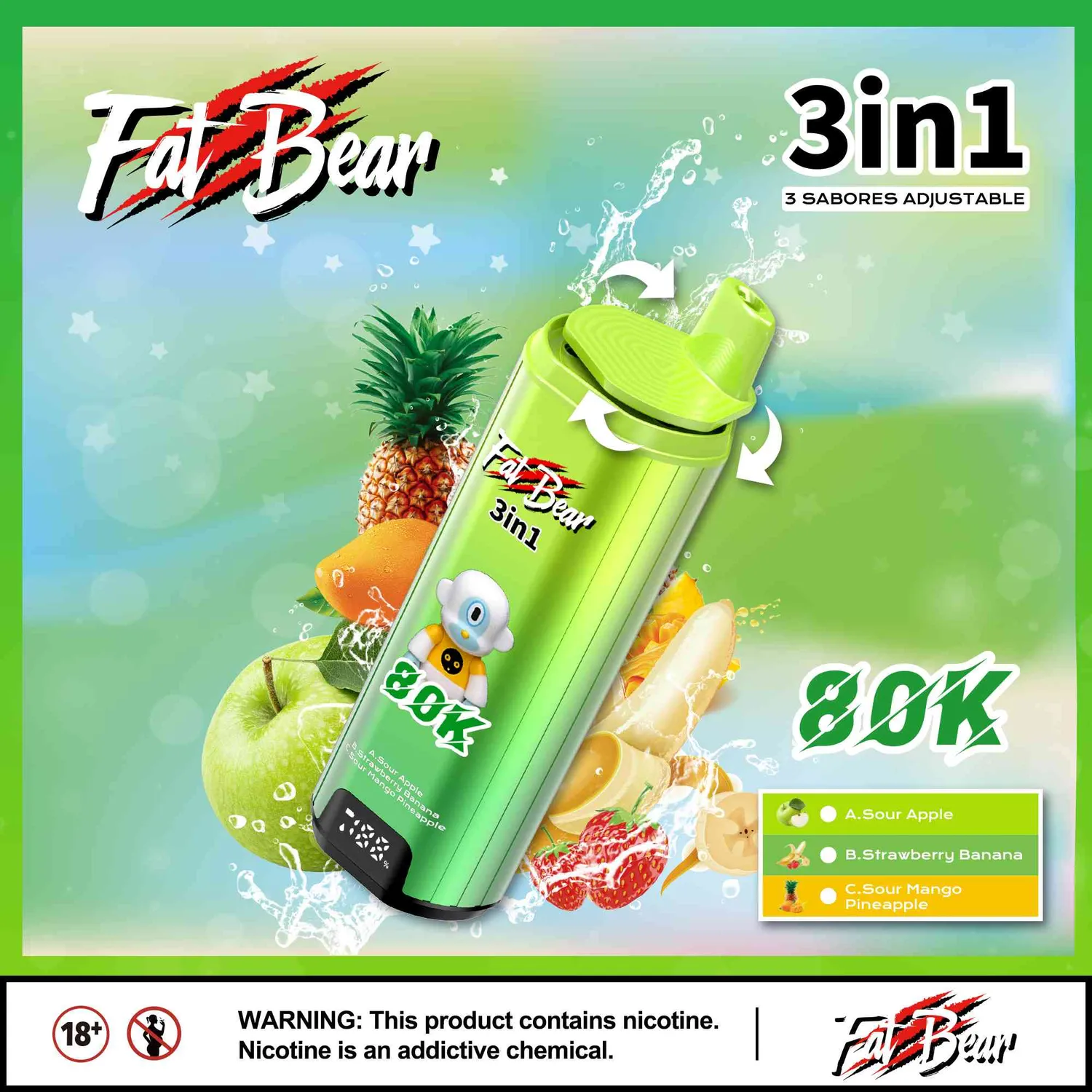 Aivono Aim Fatbear 80000 svapo usa e getta 3 in 1 58ml nicotina 2%