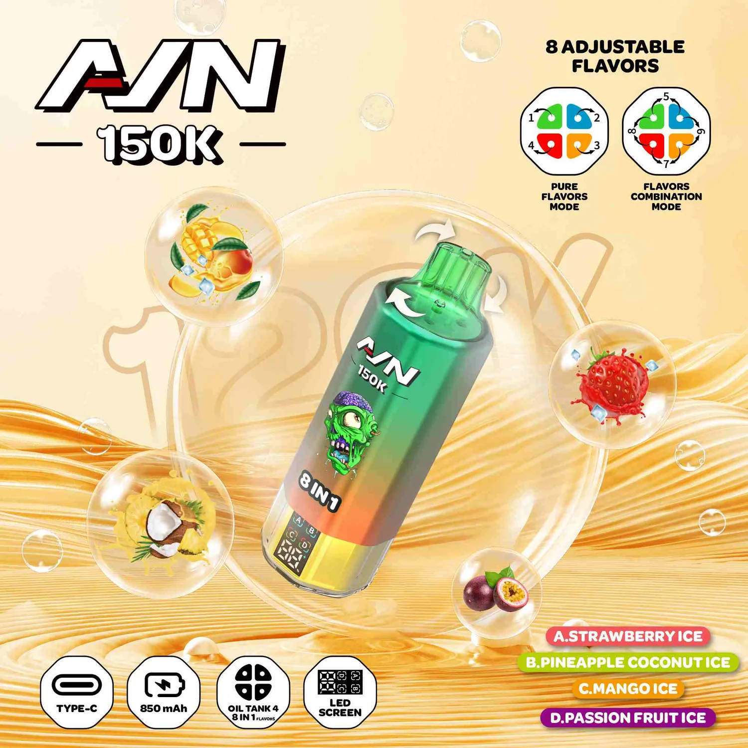 Aivono Aim AVN 150000 pod usa e getta 8 in 1 nicotina 5%