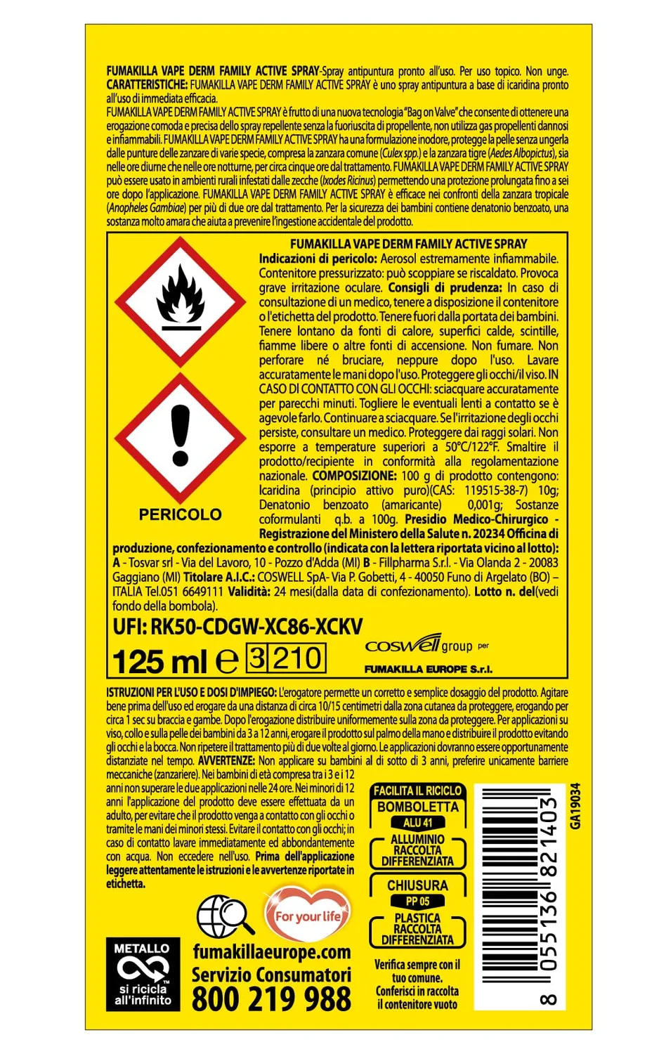 Vape Derm Family Active spray antipuntura 125ml icaridina