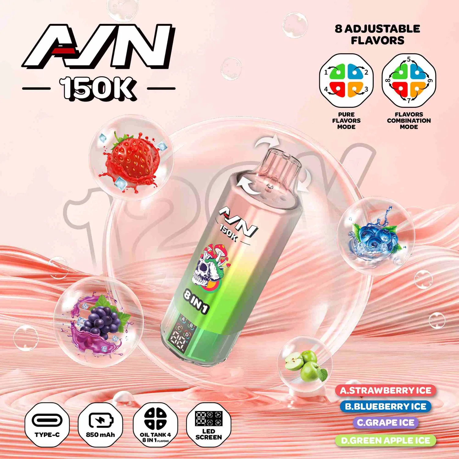 Aivono Aim AVN 150000 pod usa e getta 8 in 1 nicotina 5%