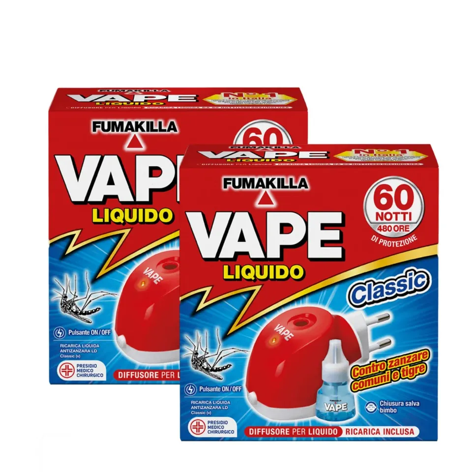 Vape Classic Diffusore Elettrico + Ricarica 30 ml 60 Notti 2Pz
