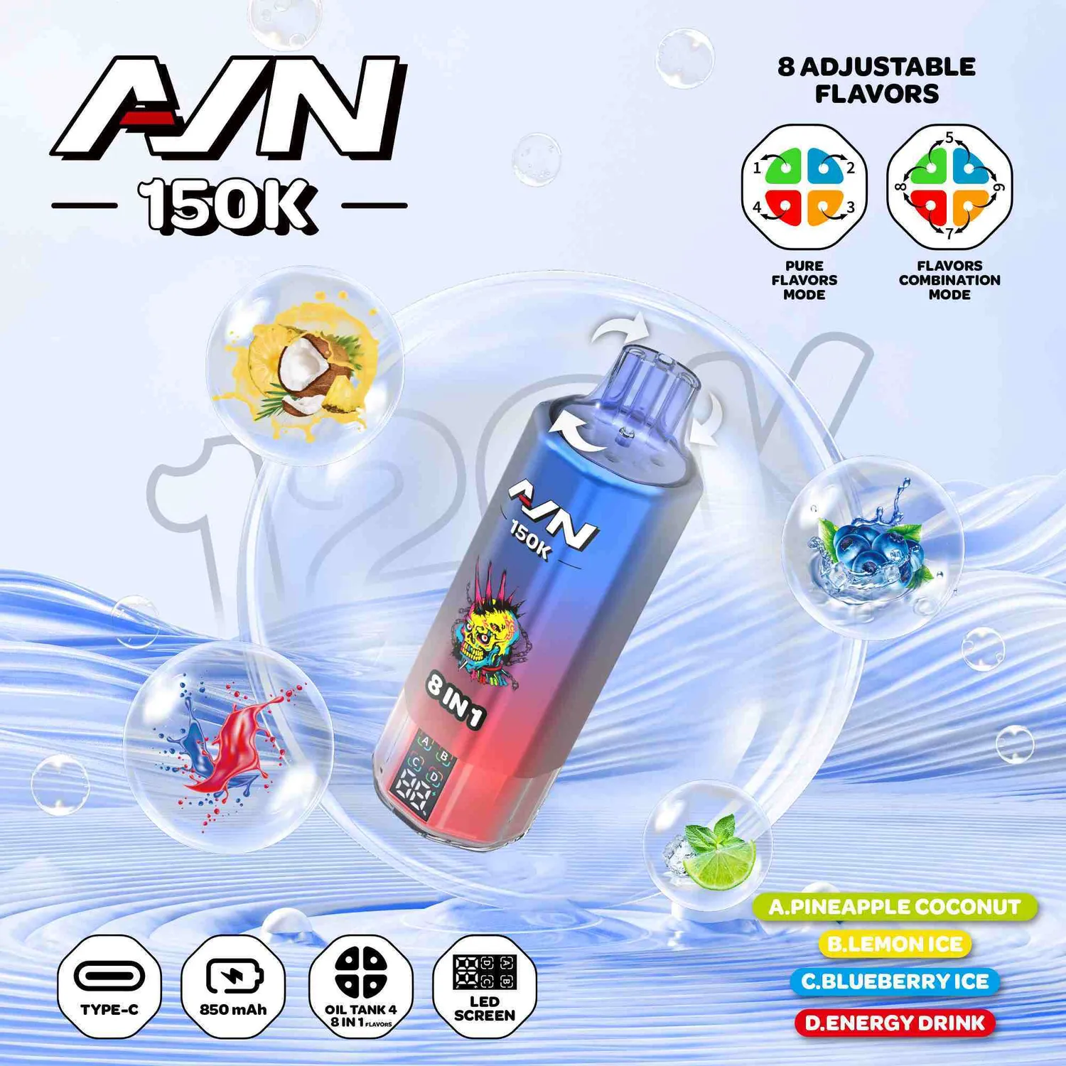 Aivono Aim AVN 150000 pod usa e getta 8 in 1 nicotina 5%
