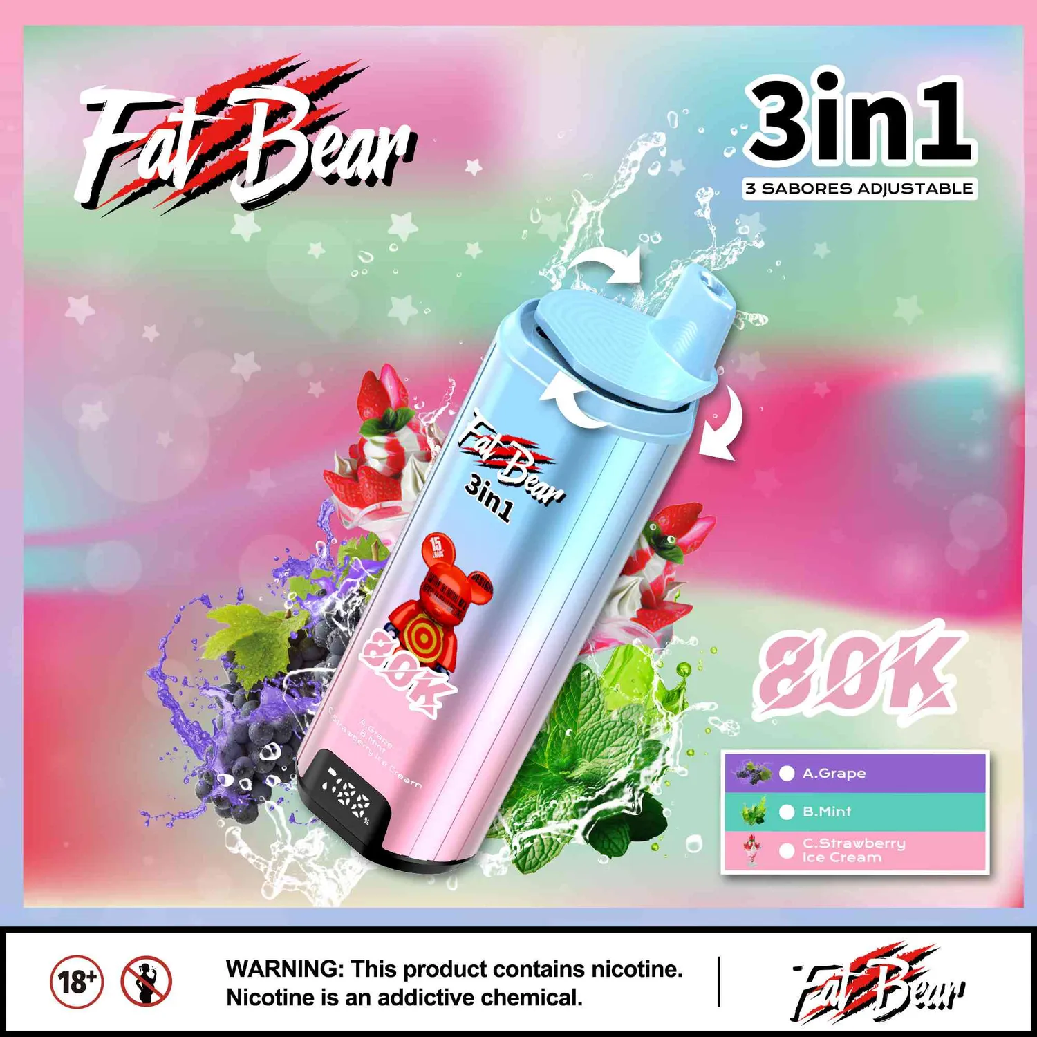 Aivono Aim Fatbear 80000 svapo usa e getta 3 in 1 58ml nicotina 2%