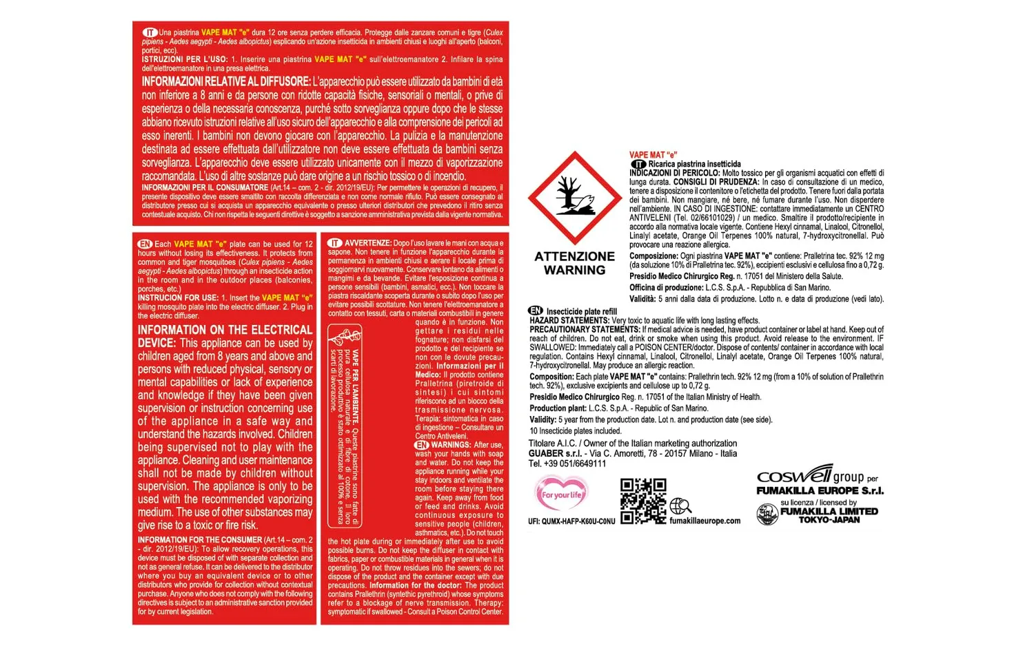 Vape Elettroemanatore Spina Classic + 10 piastrine zanzare
