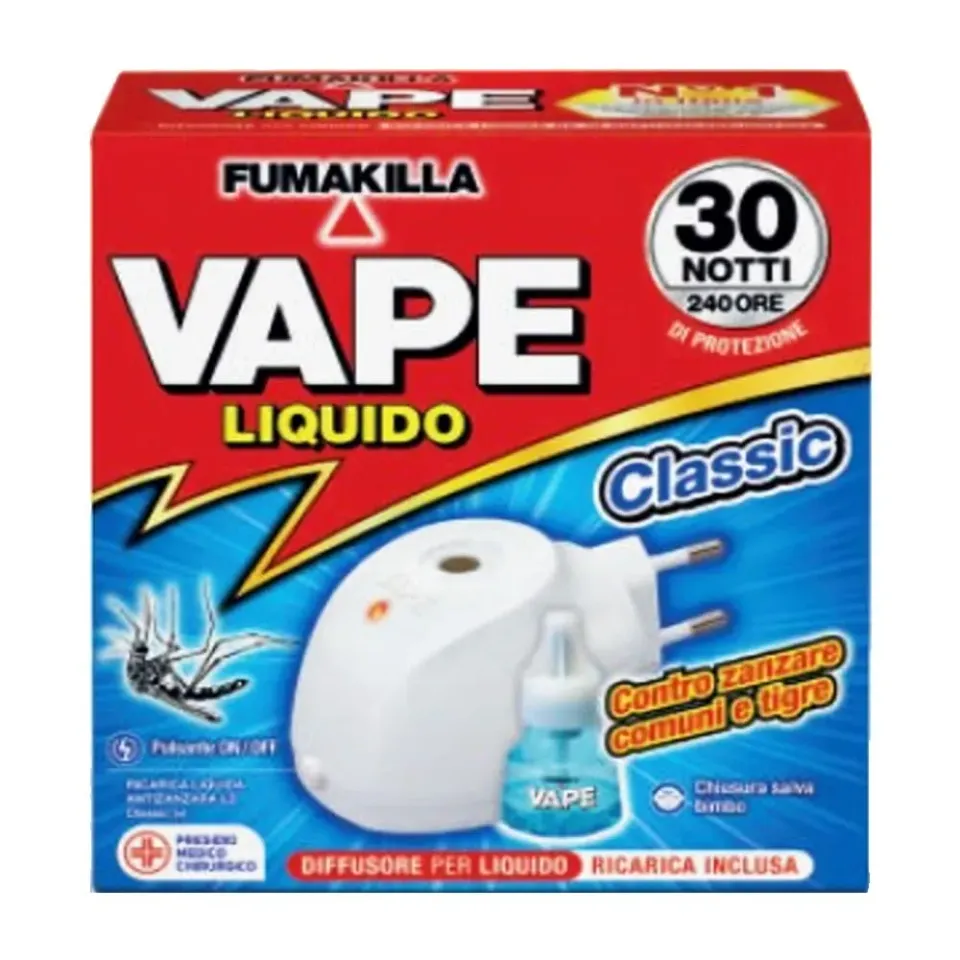 Vape diffusore elettrico antizanzare con ricarica 30 Notti 15ml