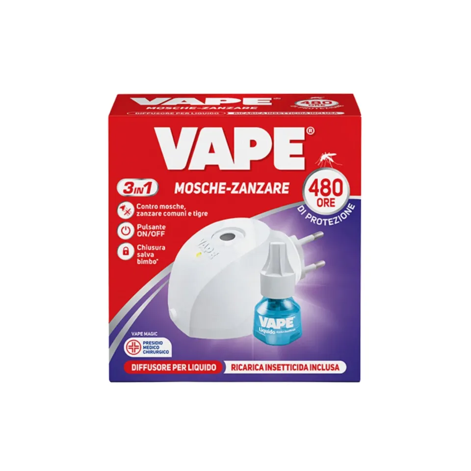 Vape Diffusore Elettrico Antizanzare + Ricarica 22 ml 480 Ore