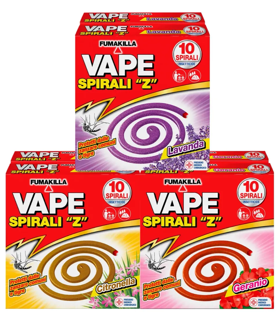 Vape Spirali Z profumate antizanzare 60 spirali assortite