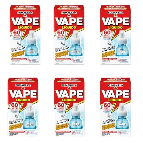 Vape ricarica liquida zanzare 60 notti 6x30ml inodore