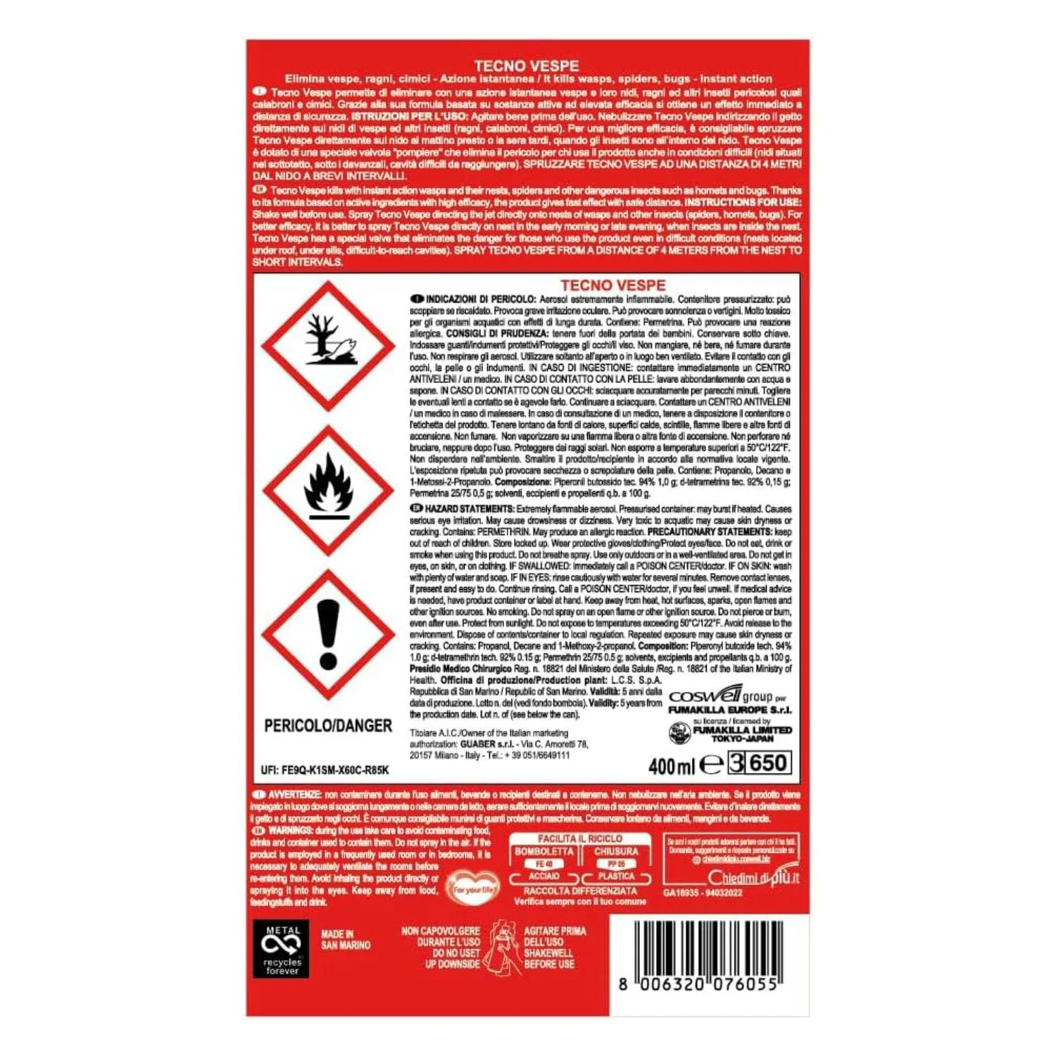 Vape Spray Vespe insetticida spray 2 pezzi azione rapida