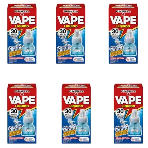 Vape Classic ricarica liquida zanzare 30 notti 6x15ml