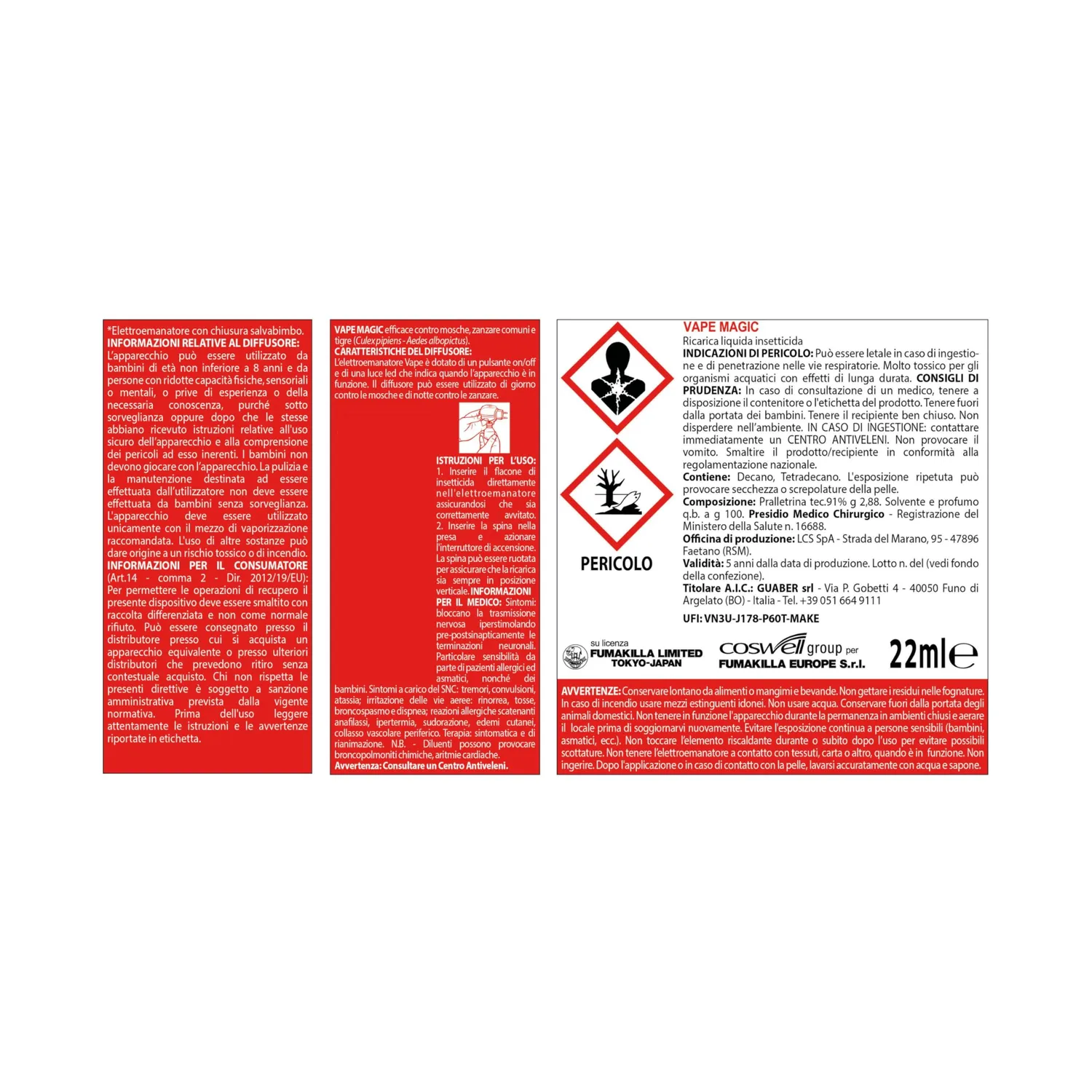 Vape Diffusore Elettrico Antizanzare + Ricarica 22 ml 480 Ore