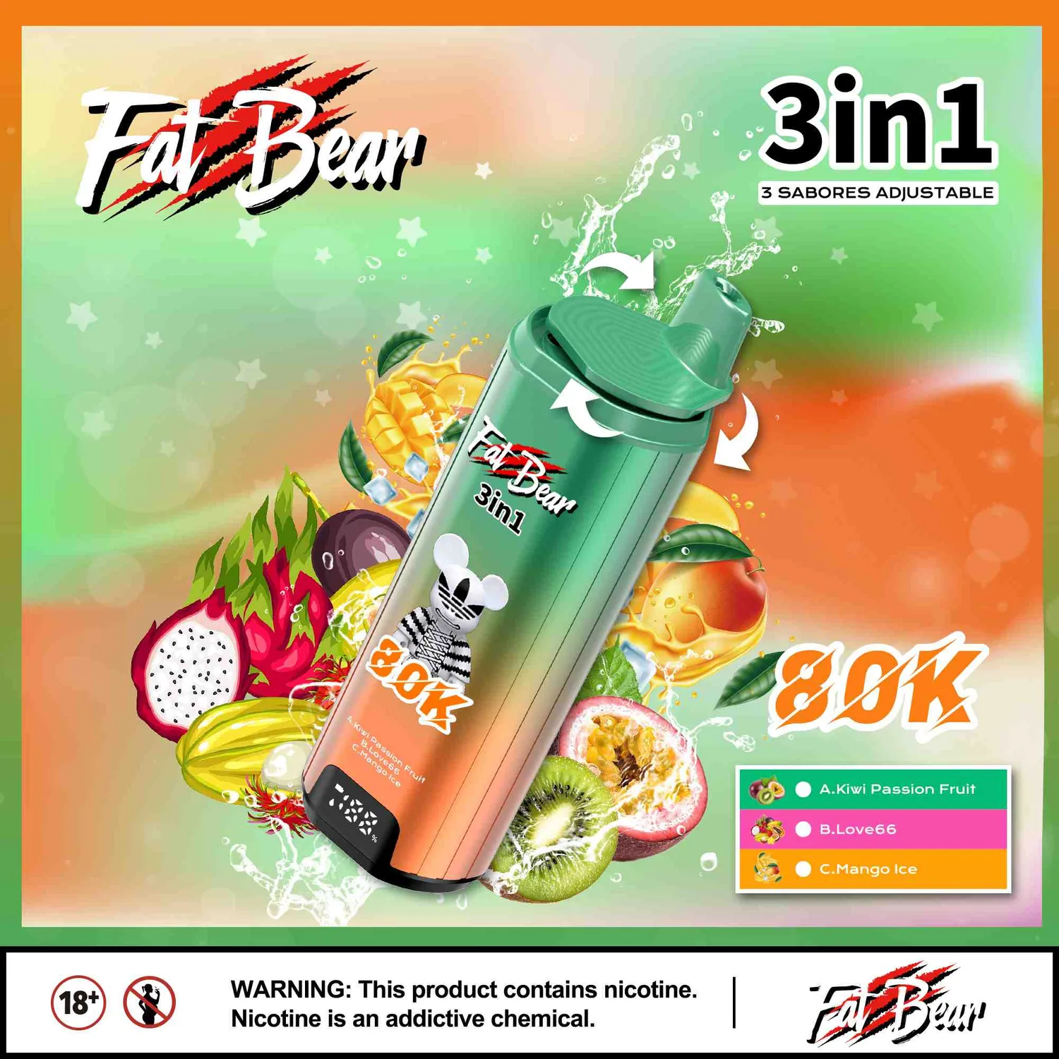 Aivono Aim Fatbear 80000 svapo usa e getta 3 in 1 58ml nicotina 2%