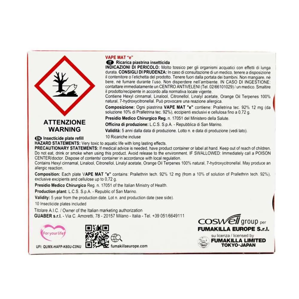 Vape elettroemanatore con filo + 10 piastrine classiche