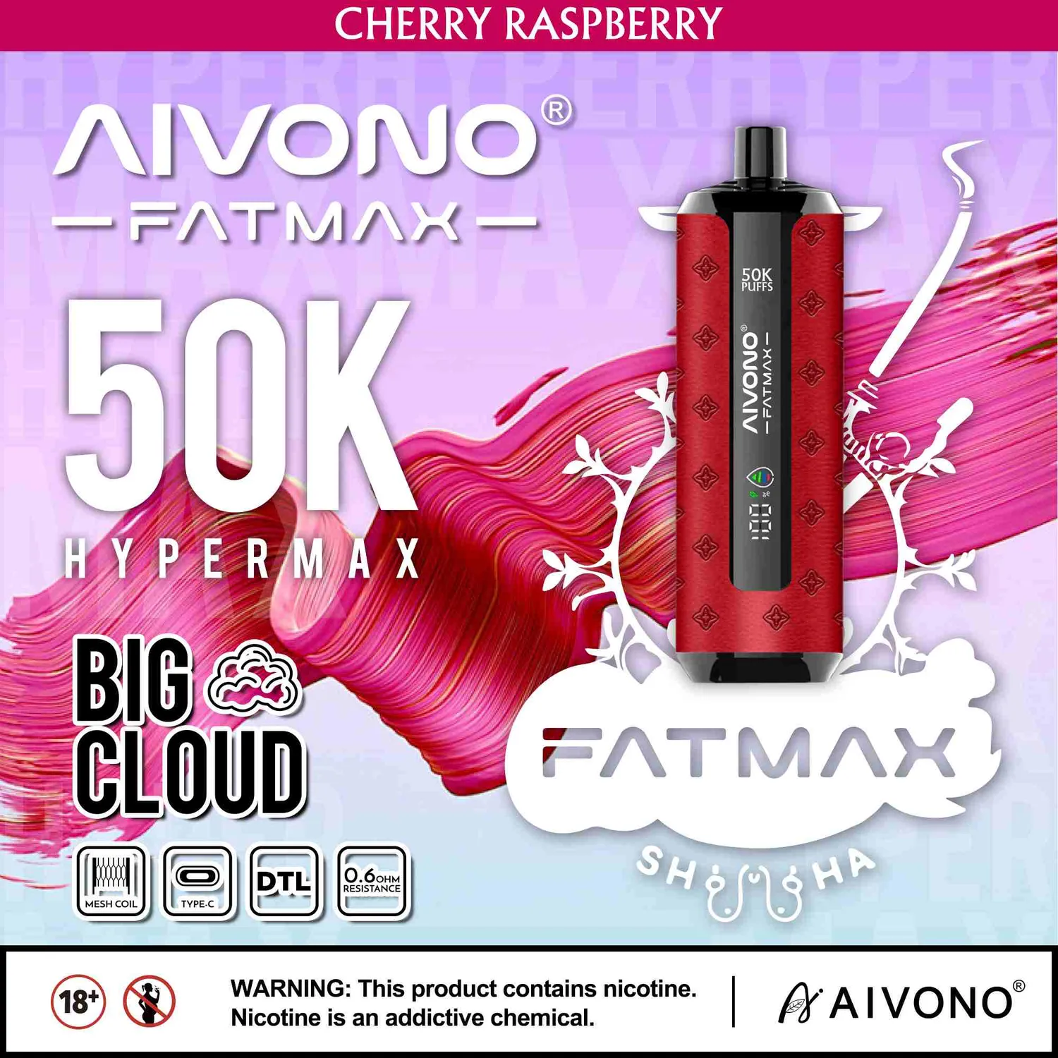 Aivono Aim Fatmax 50000 shisha vape 30ml gusto menta uva