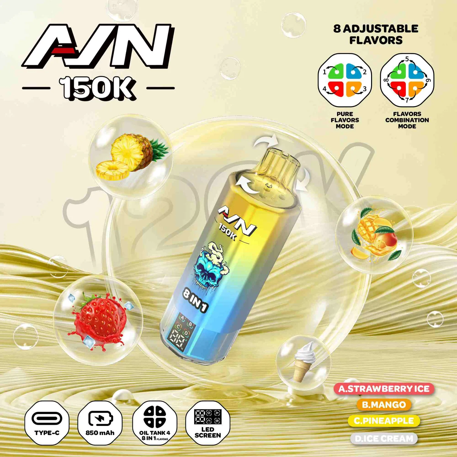 Aivono Aim AVN 150000 pod usa e getta 8 in 1 nicotina 5%