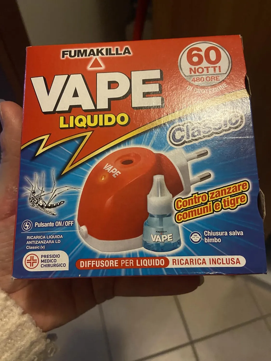 Vape Classic Diffusore Elettrico + Ricarica 30 ml 60 Notti 2Pz