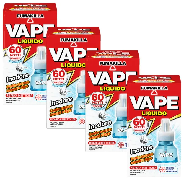 Vape Ricarica Liquida Inodore 60 Notti 30 ml 4 Pezzi
