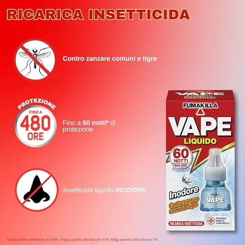 Vape Liquido Inodore Ricarica Insetticida 30 ml 480H