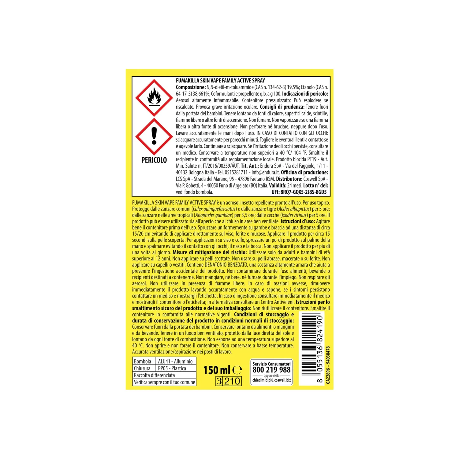 Vape Family Active spray antizanzare 150ml scudo attivo