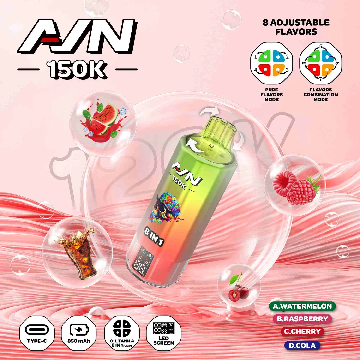 Aivono Aim AVN 150000 pod usa e getta 8 in 1 nicotina 5%