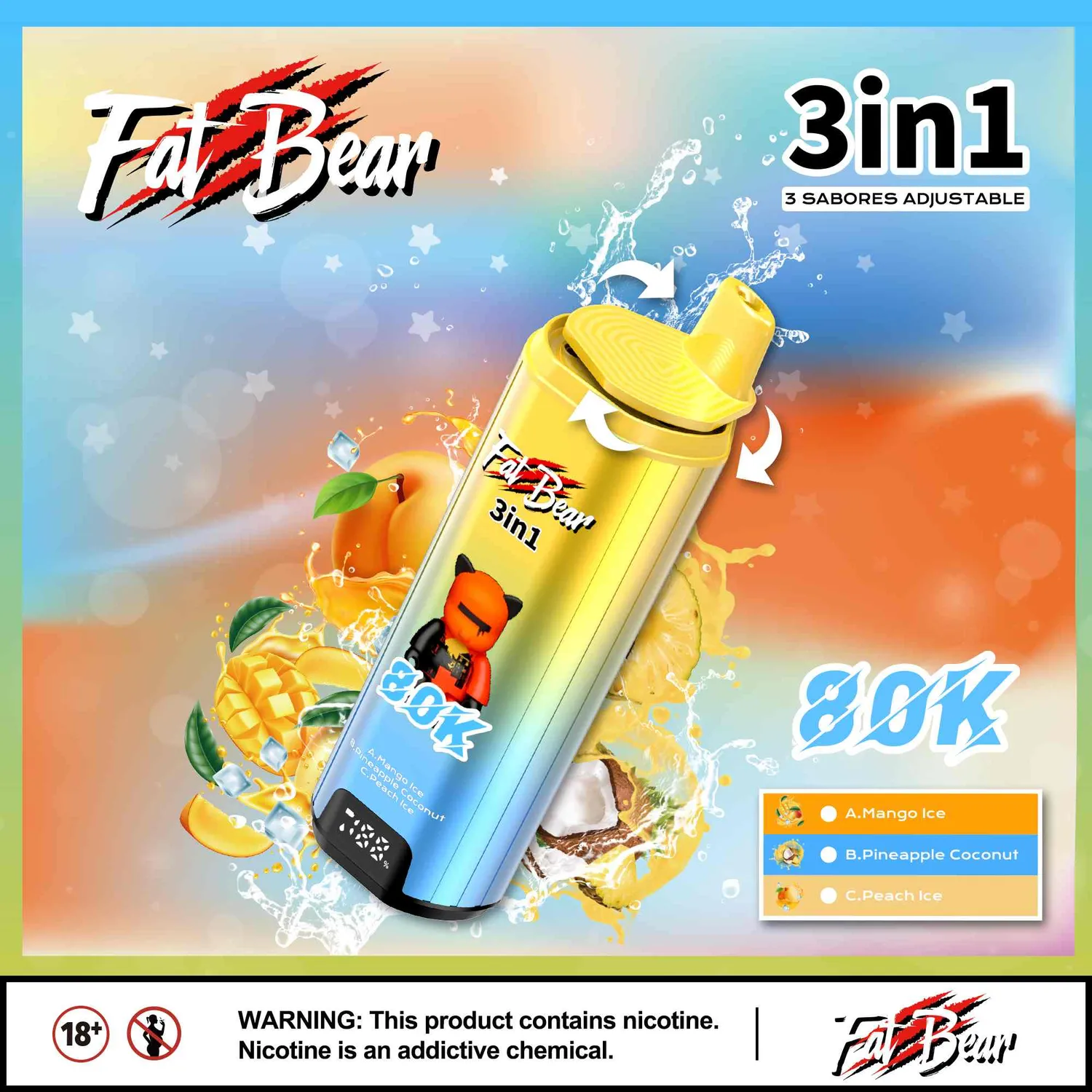 Aivono Aim Fatbear 80000 svapo usa e getta 3 in 1 58ml nicotina 2%