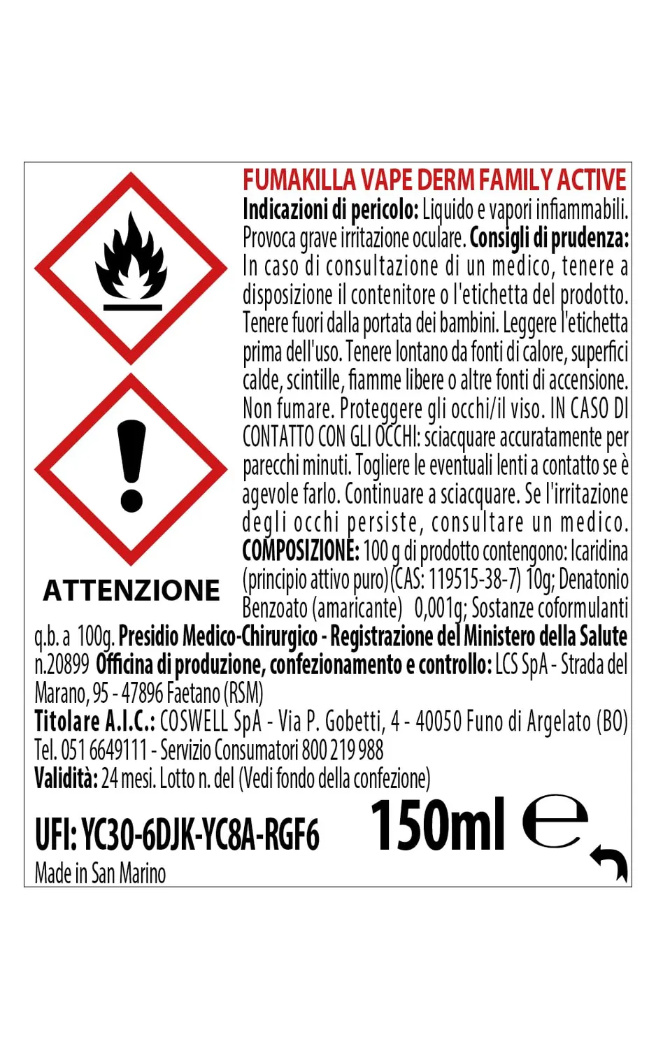 Vape Derm Family Active lozione antipuntura 150ml icaridina