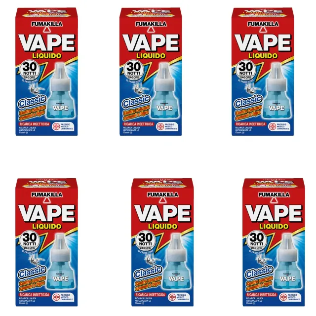 Vape Classic ricarica liquida zanzare 30 notti 6x15ml