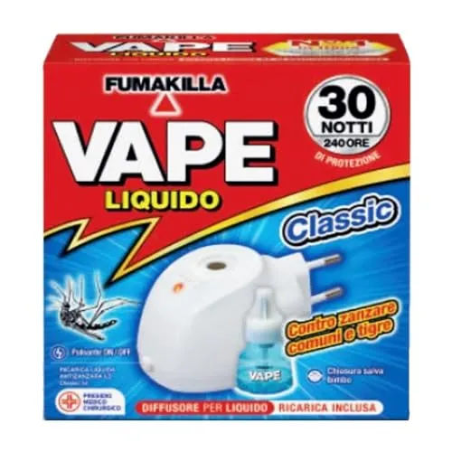 Vape diffusore elettrico antizanzare con ricarica 30 Notti 15ml